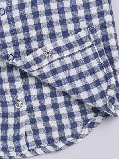 Blue Checked Cotton Short Sleeves Co-ord Set