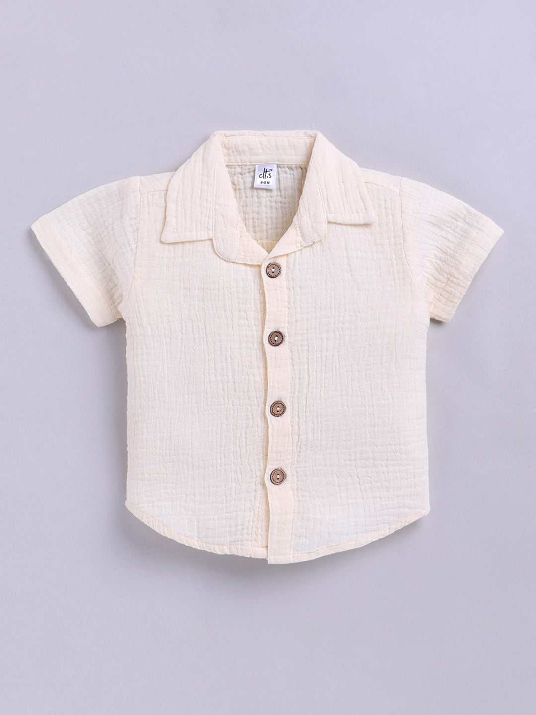 Cream Solid Cotton Short Sleeves Co-ord Set