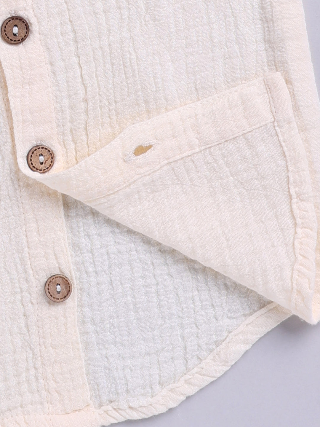 Cream Solid Cotton Short Sleeves Co-ord Set