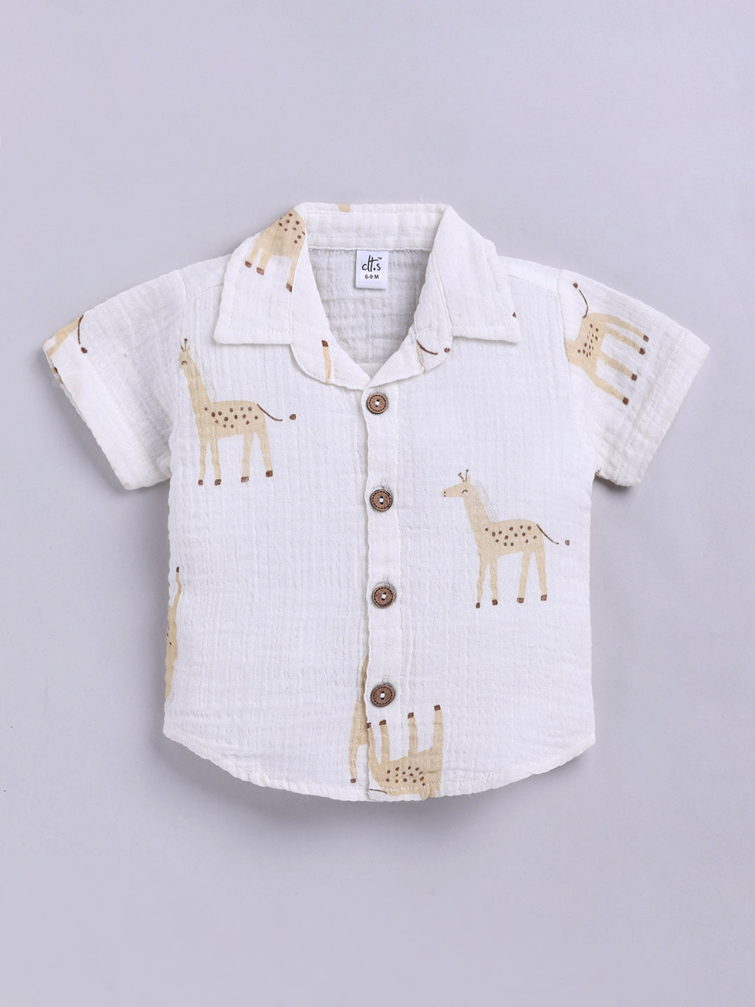 White Animal Printed Cotton Short Sleeves Co-ord Set