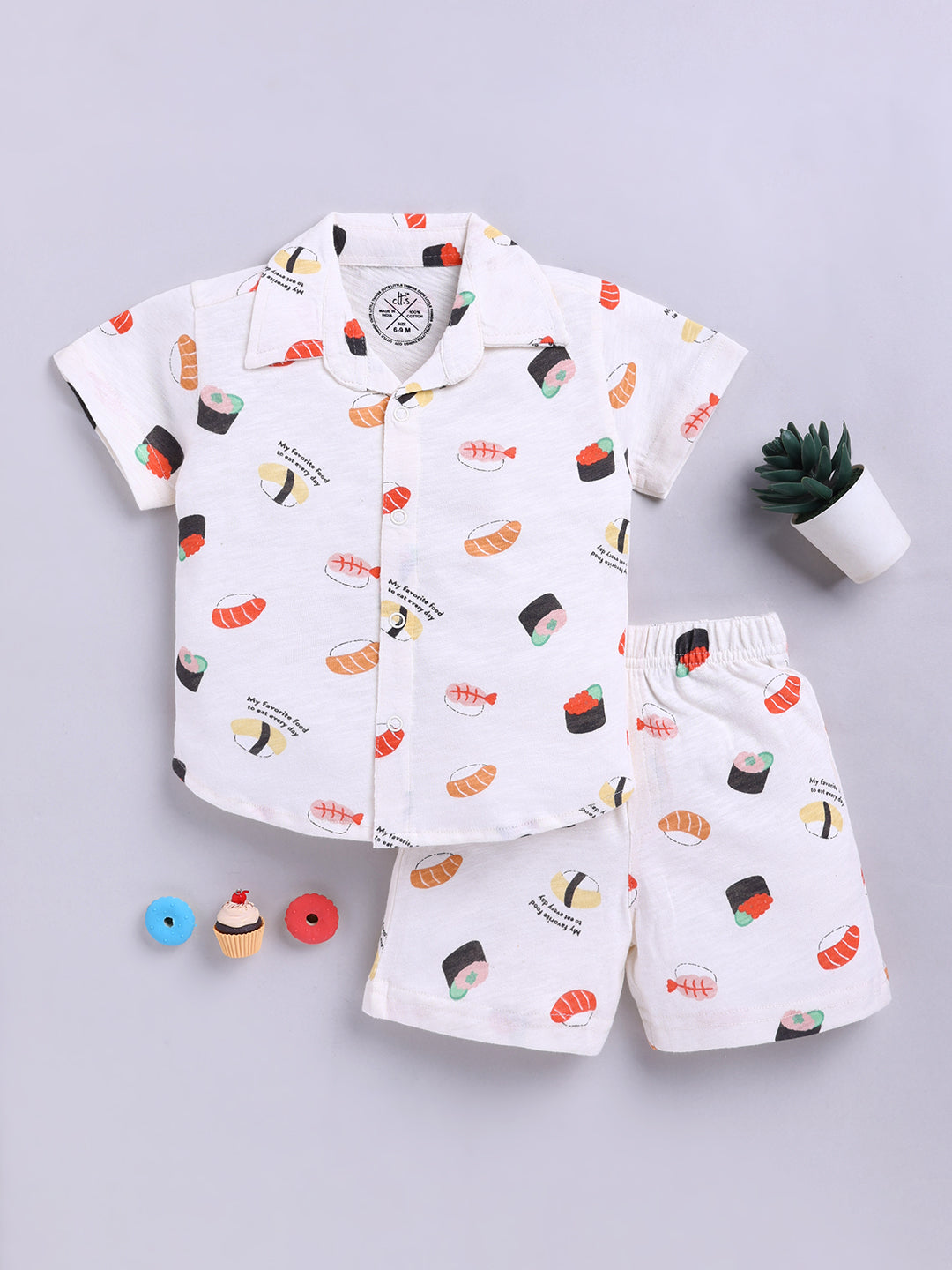Multi Graphic Cotton Short Sleeves Co-ord Set