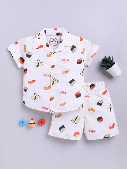 Multi Graphic Cotton Short Sleeves Co-ord Set