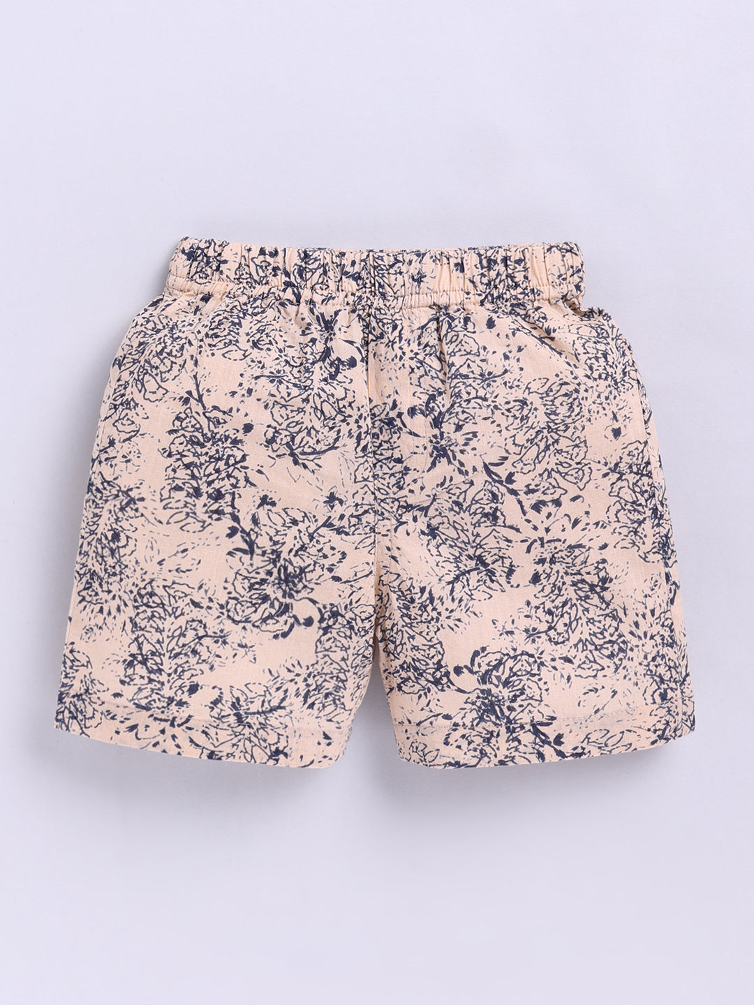 Beige Floral Cotton Short Sleeves Co-ord Set