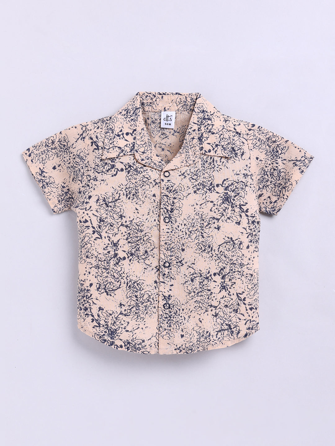 Beige Floral Cotton Short Sleeves Co-ord Set
