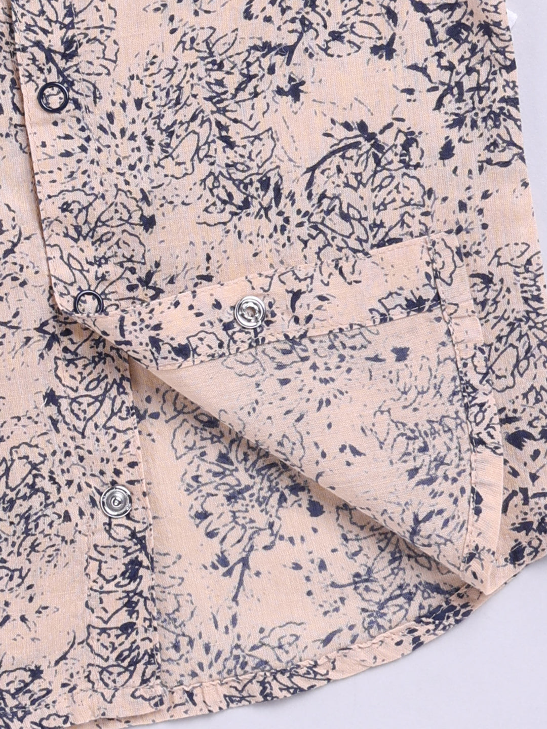 Beige Floral Cotton Short Sleeves Co-ord Set