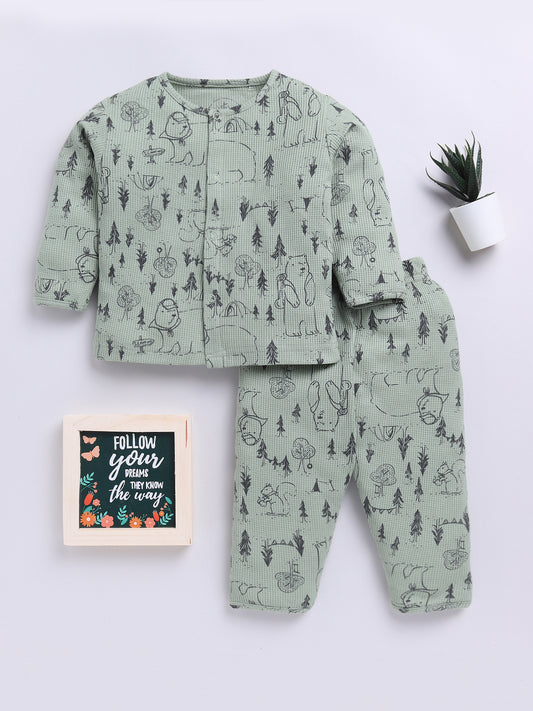 Green Animal Full sleeve Night Suit