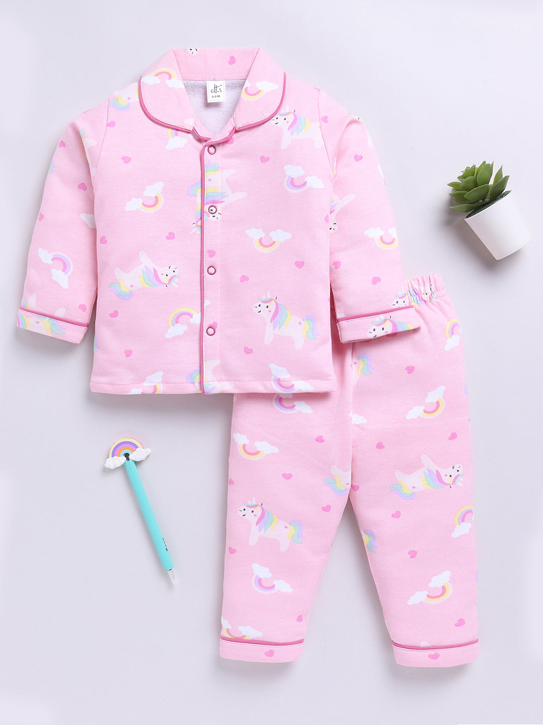 Pink Unicorn Full sleeve Night Suit