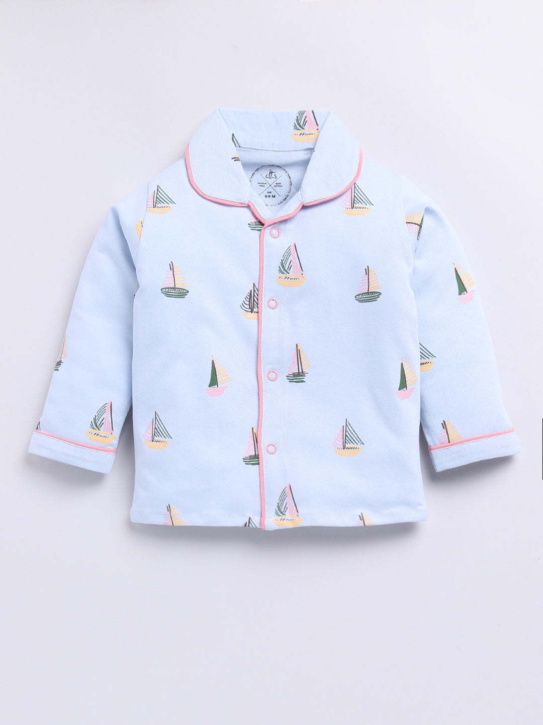 Blue Boat Print Full sleeve Night Suit