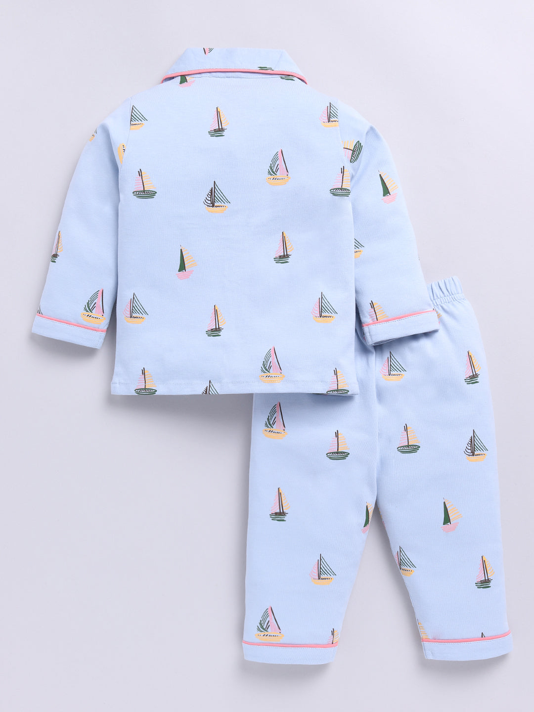 Blue Boat Print Full sleeve Night Suit