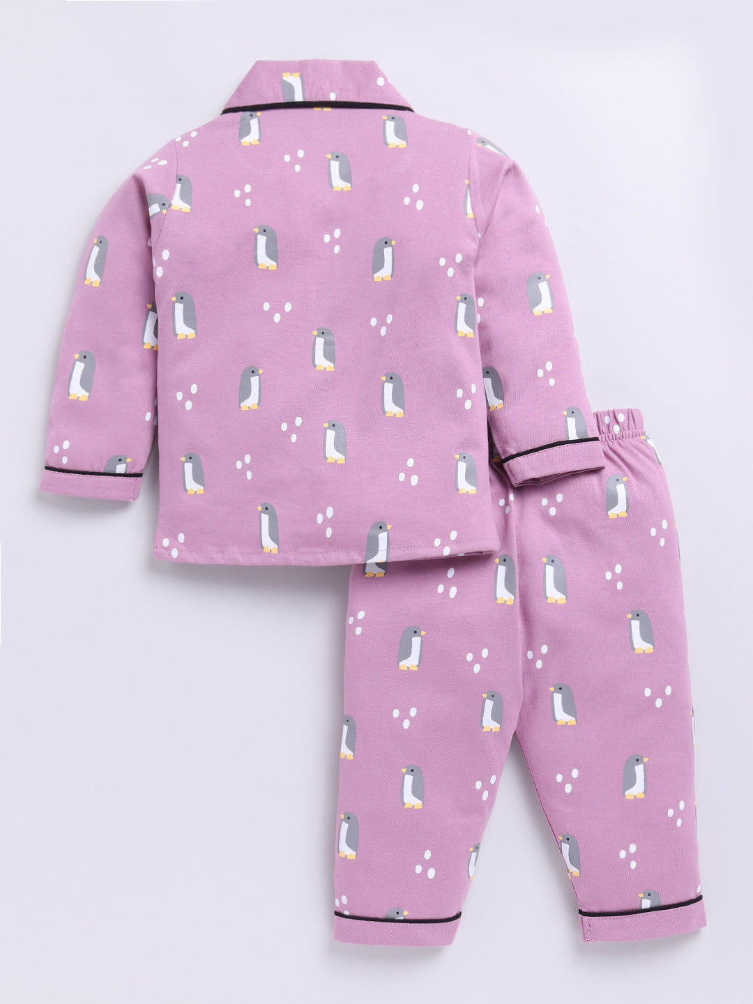 Purple Penguin Print Full Sleeve Night Suit