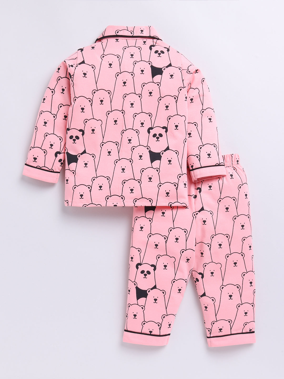 Pink Panda Print Full Sleeve Night Suit