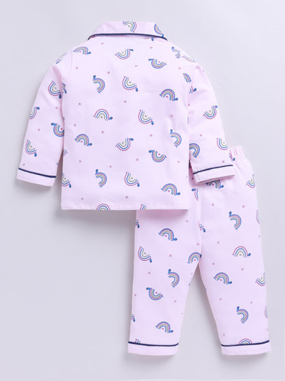 Pink Rainbow Full sleeve Night Suit