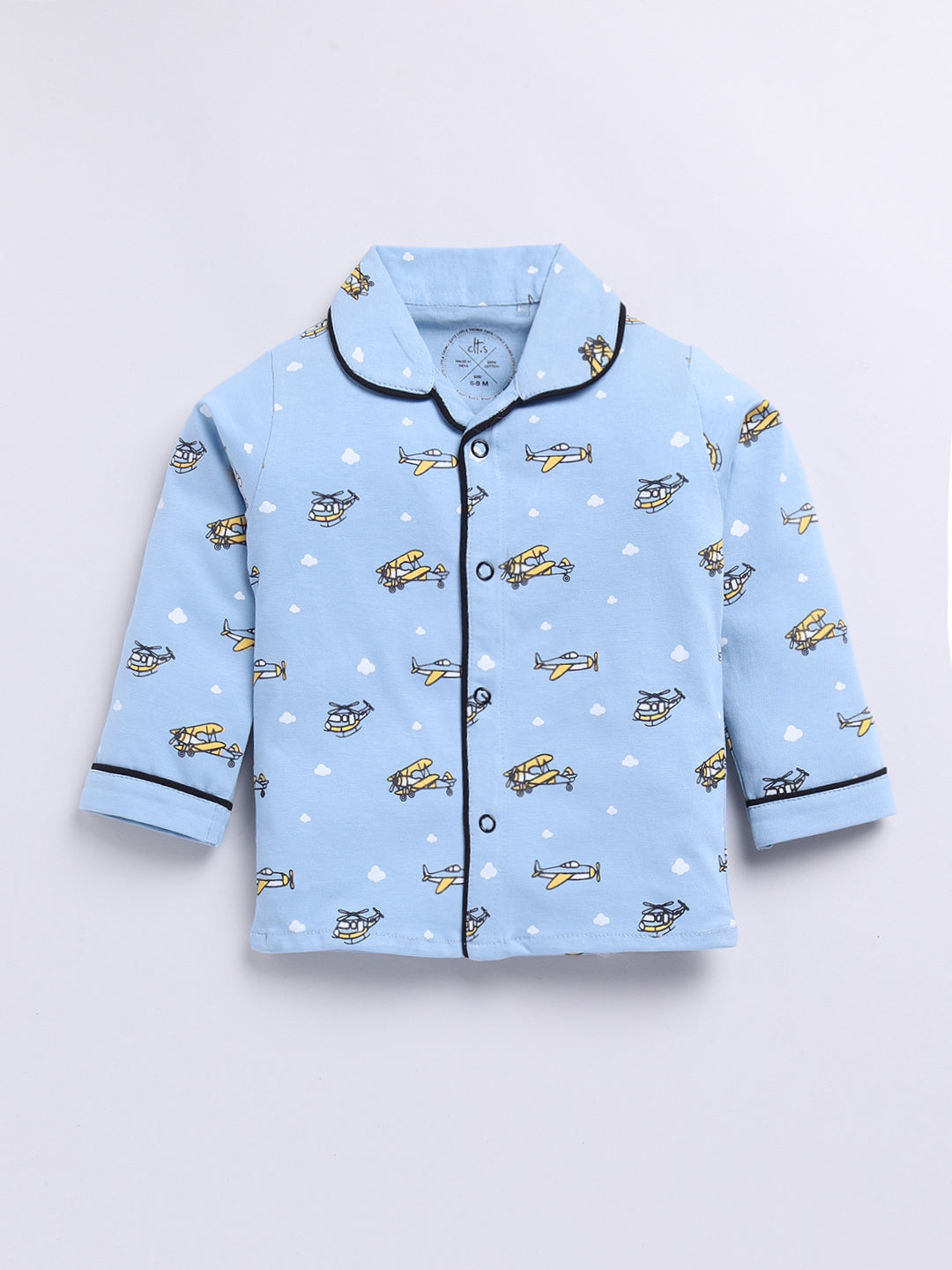 Blue Helicopter Print Full Sleeve Night Suit