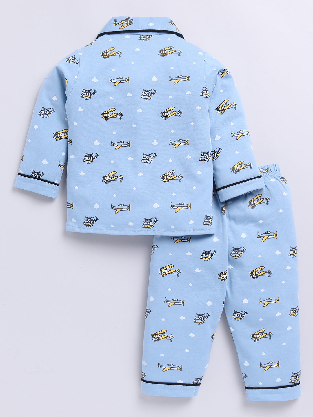 Blue Helicopter Print Full Sleeve Night Suit