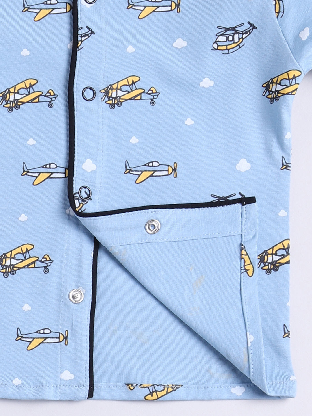 Blue Helicopter Print Full Sleeve Night Suit