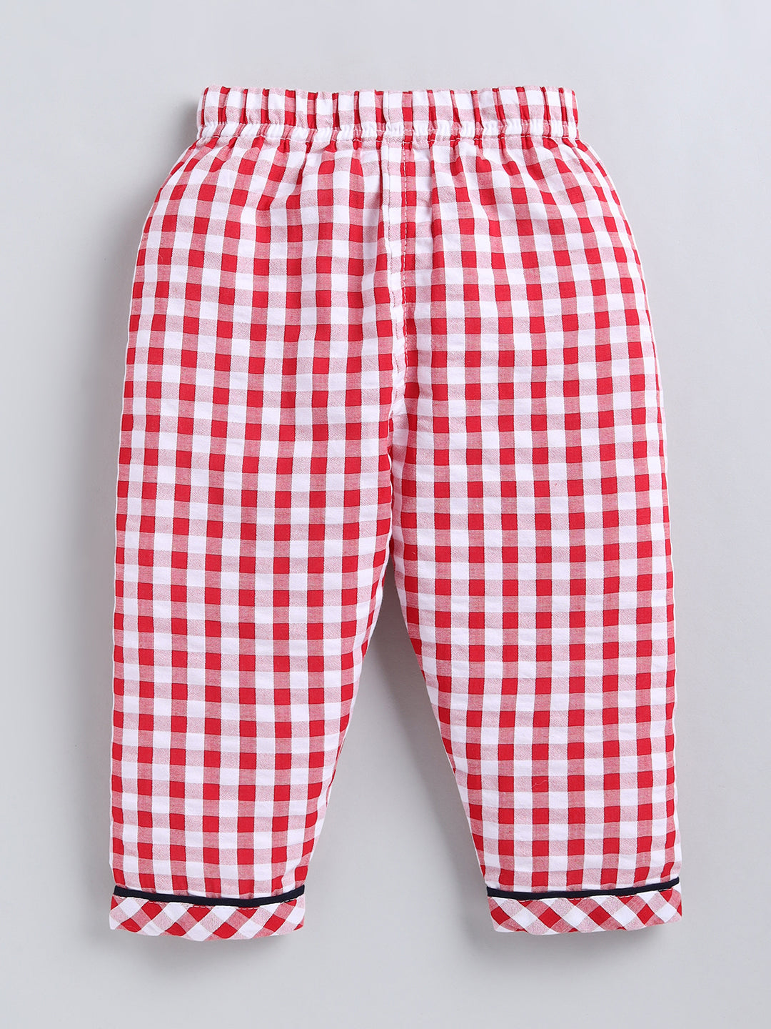 Red Checked Cotton Full Sleeve Night Suit