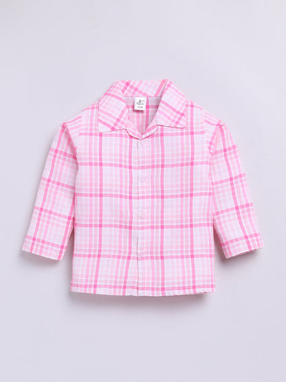 Pink Checked Full Sleeve Night Suit