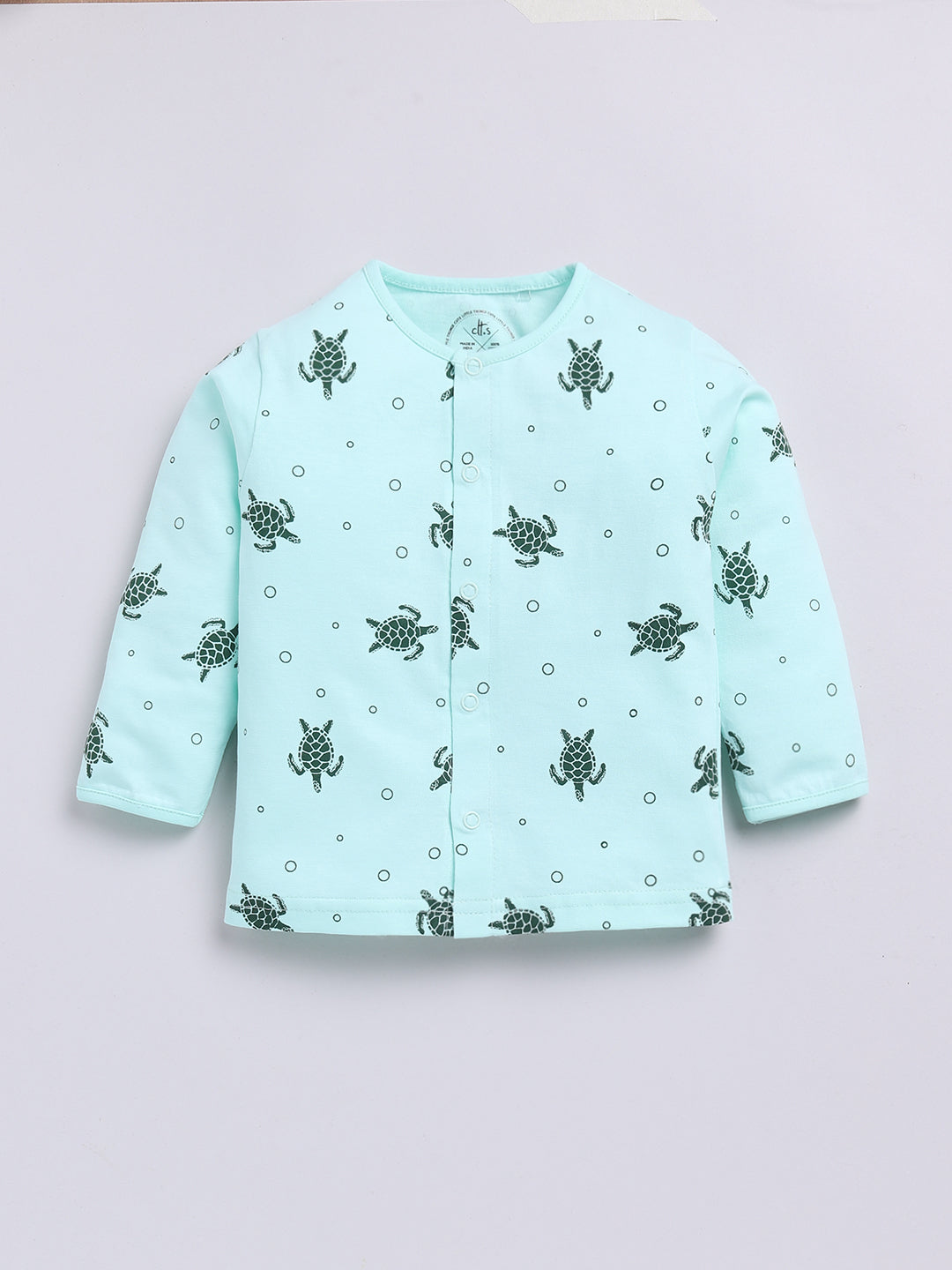 Sea Green Turtle Print Full Sleeve Night Suit