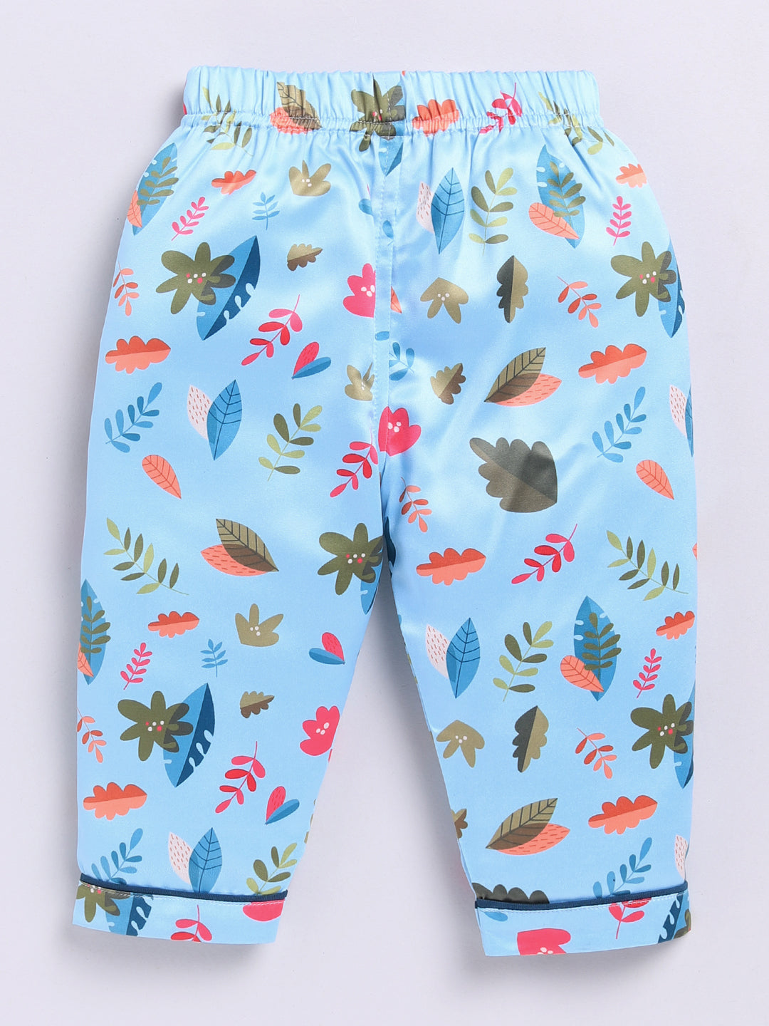 Blue Forest Theme Birthday Full Sleeve Satin Night Suit