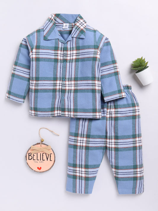 Blue Checked Full sleeve Night Suit