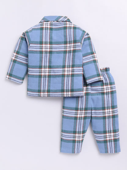 Blue Checked Full sleeve Night Suit