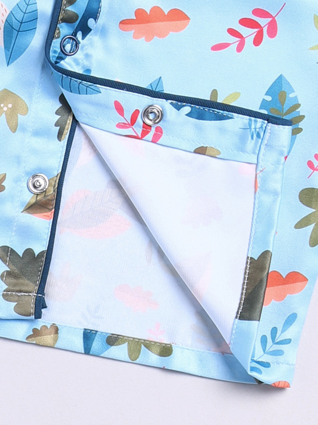 Blue Forest Theme Birthday Full Sleeve Satin Night Suit