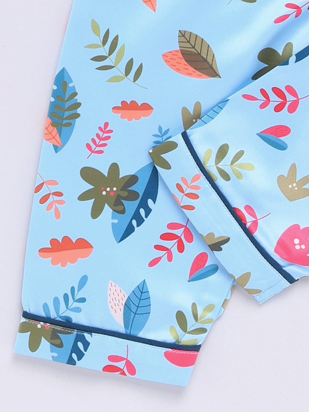 Blue Forest Theme Birthday Full Sleeve Satin Night Suit