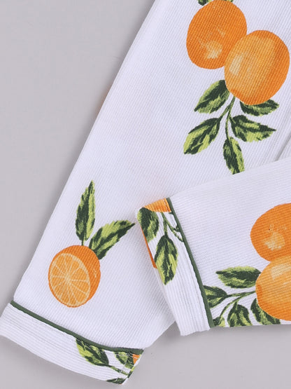 Multi Lemon Print Cotton Full Sleeve Night Suit