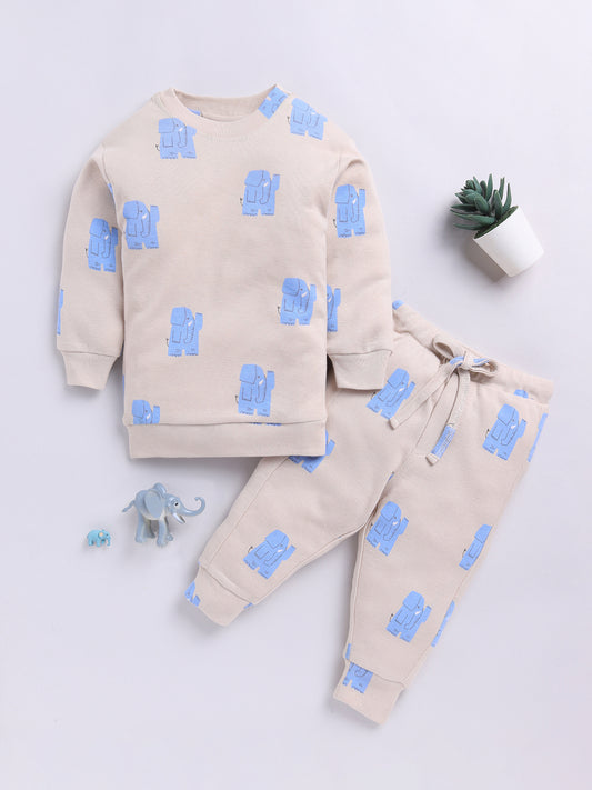 Beige Elephant Print Co-ord Set