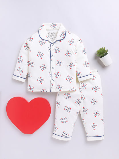 "MOM" Cream Graphic Full sleeve Night Suit