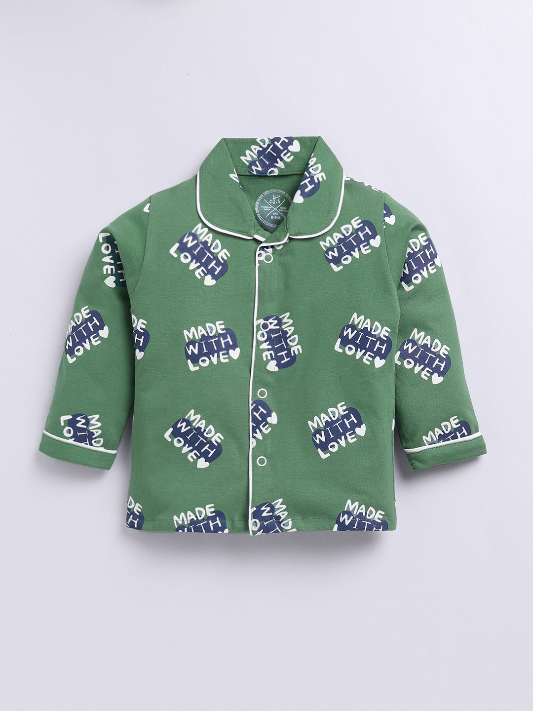 Green Typography Full sleeve Night Suit