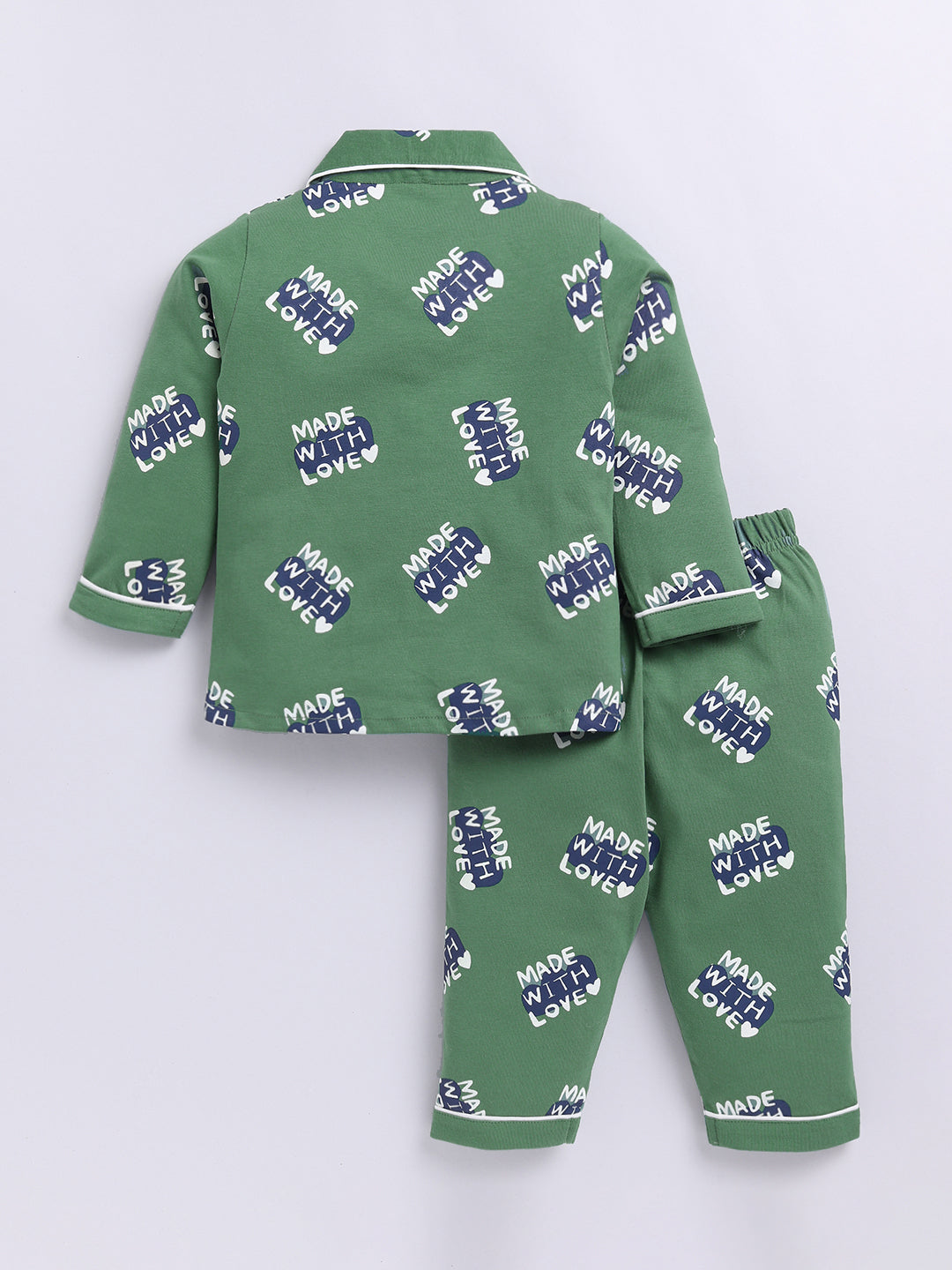 Green Typography Full sleeve Night Suit