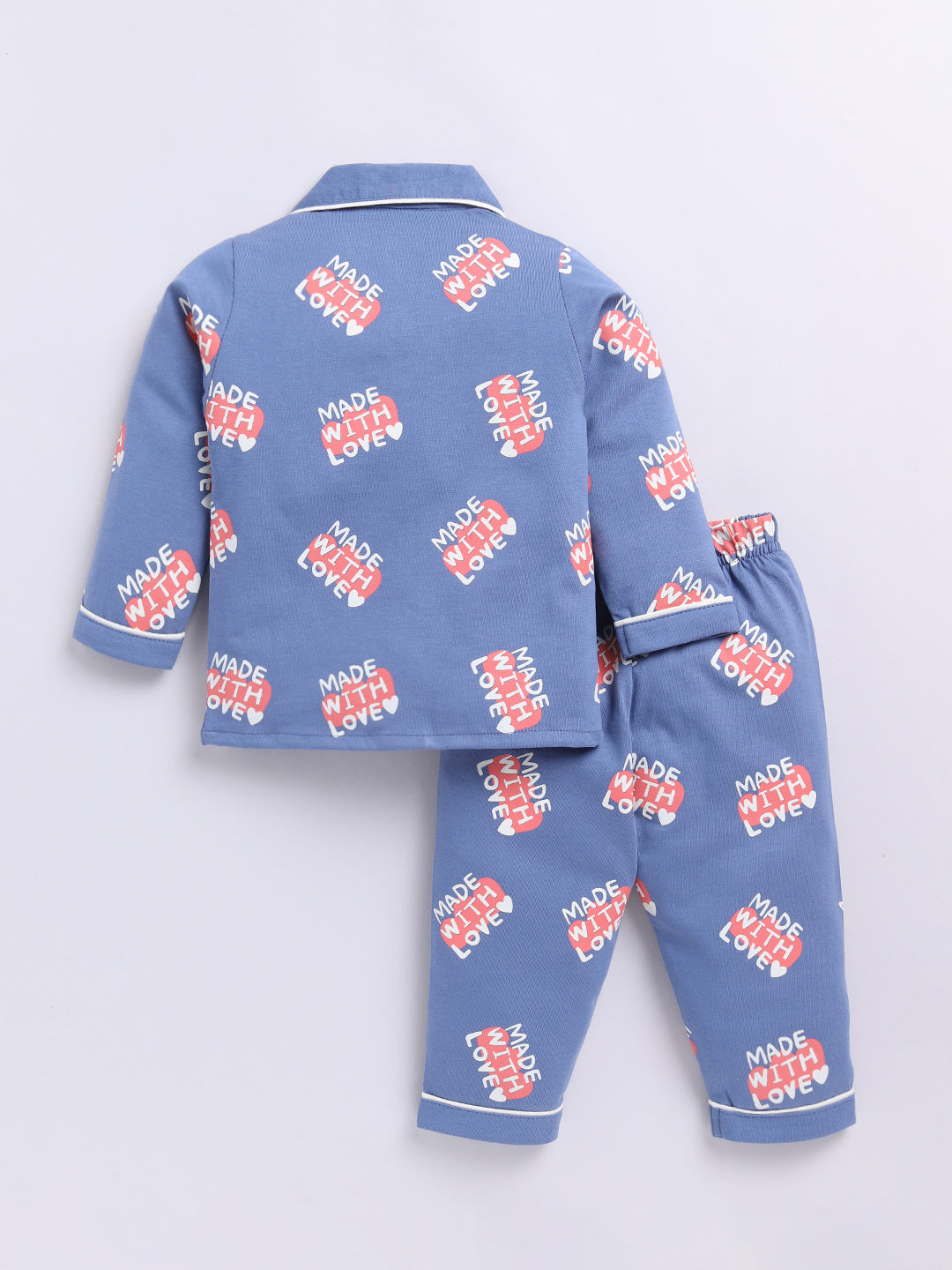 Blue Typography Full sleeve Night Suit