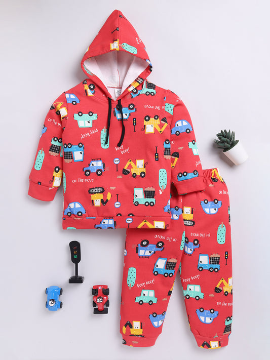 Red Graphic Hoodie Set