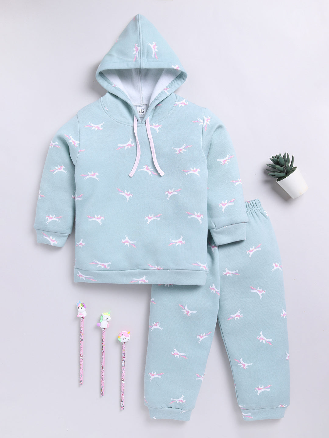 Green Unicorn Hoodie Set