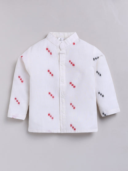 Off White Graphic Cotton Full Sleeves Night Suit