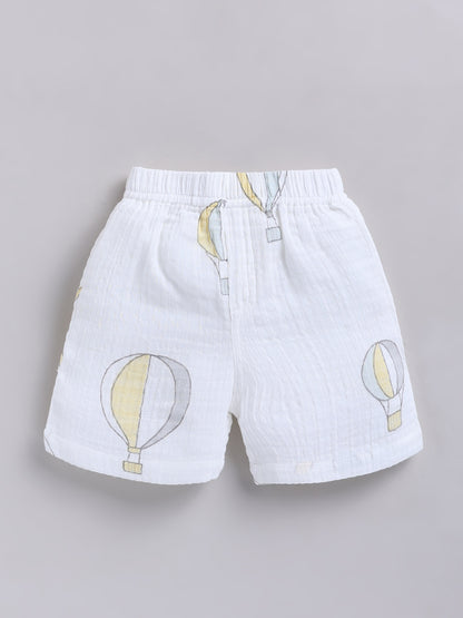 White Hot Air Balloon Cotton Short Sleeves Co-ord Set