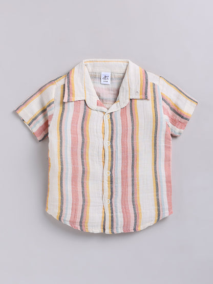 Multi Striped Cotton Short Sleeves Co-ord Set