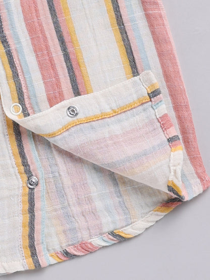 Multi Striped Cotton Short Sleeves Co-ord Set