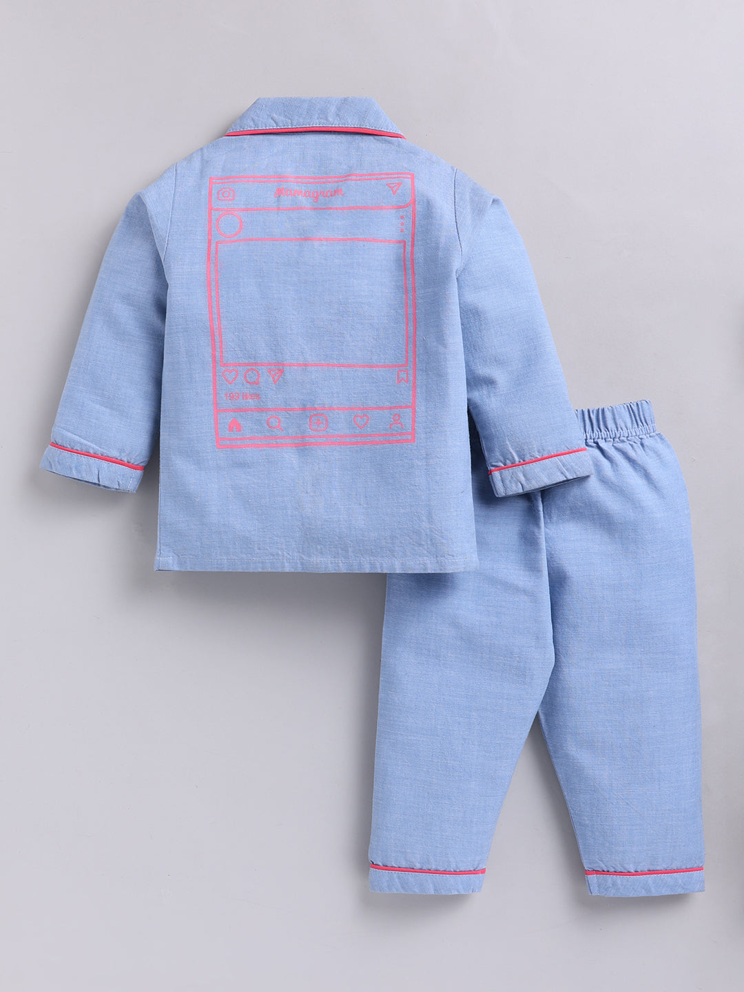 Mamagram Backprint Graphic Cotton Full Sleeves Night Suit