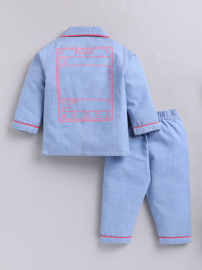 Mamagram Backprint Graphic Cotton Full Sleeves Night Suit