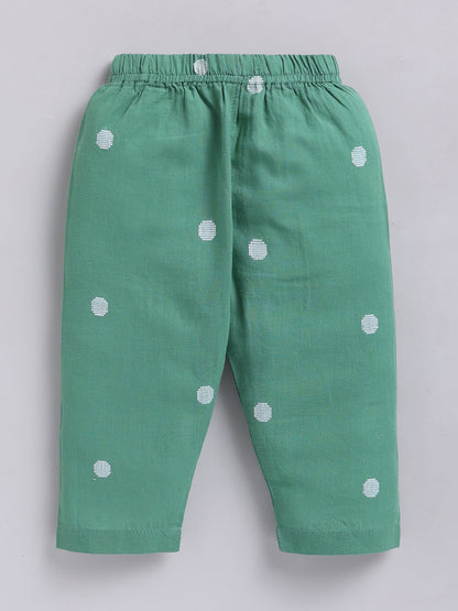 Green Floral Cotton Full Sleeves Night Suit