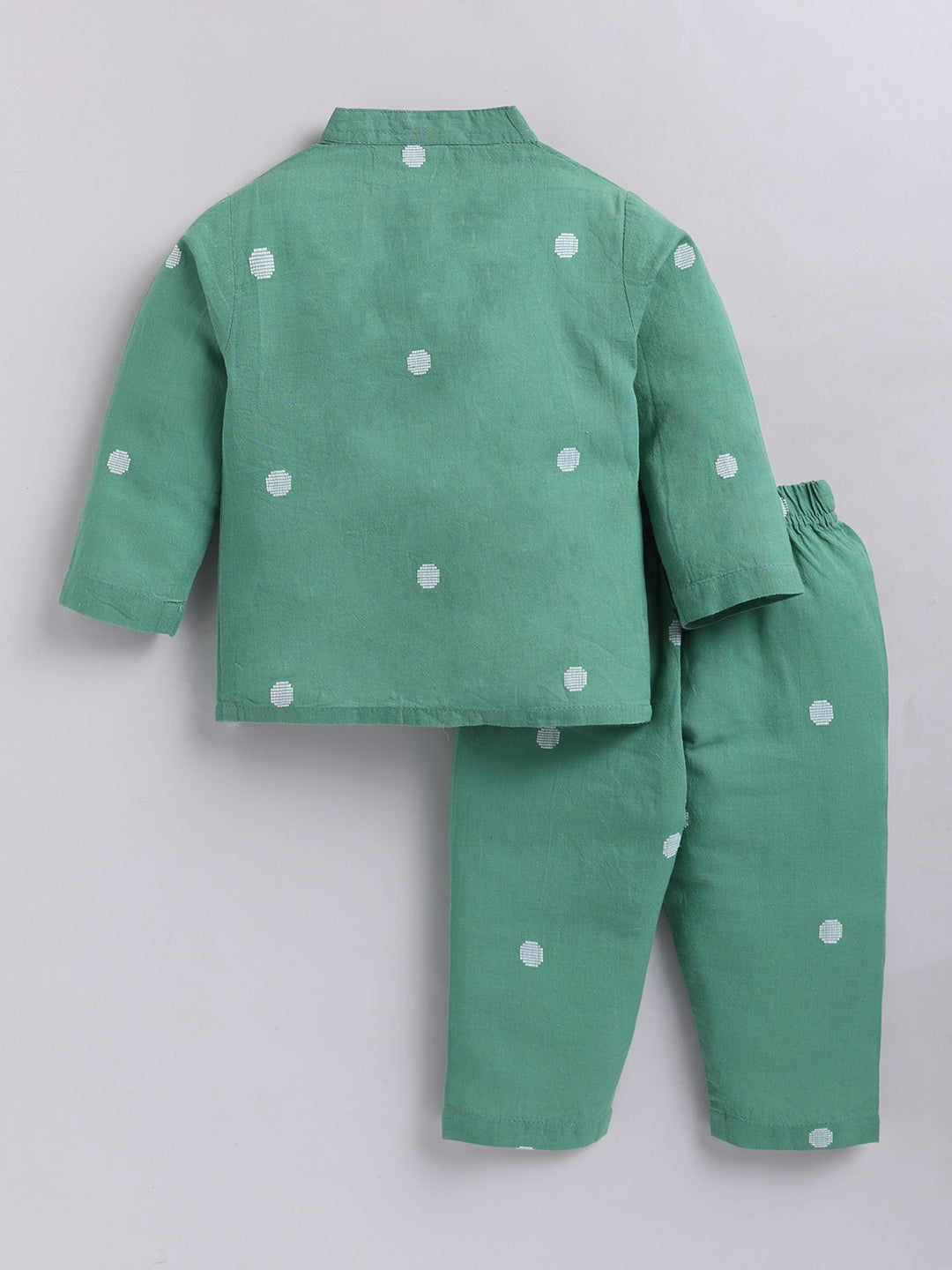 Green Floral Cotton Full Sleeves Night Suit