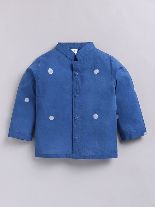 Blue Floral Cotton Full Sleeves Night Suit