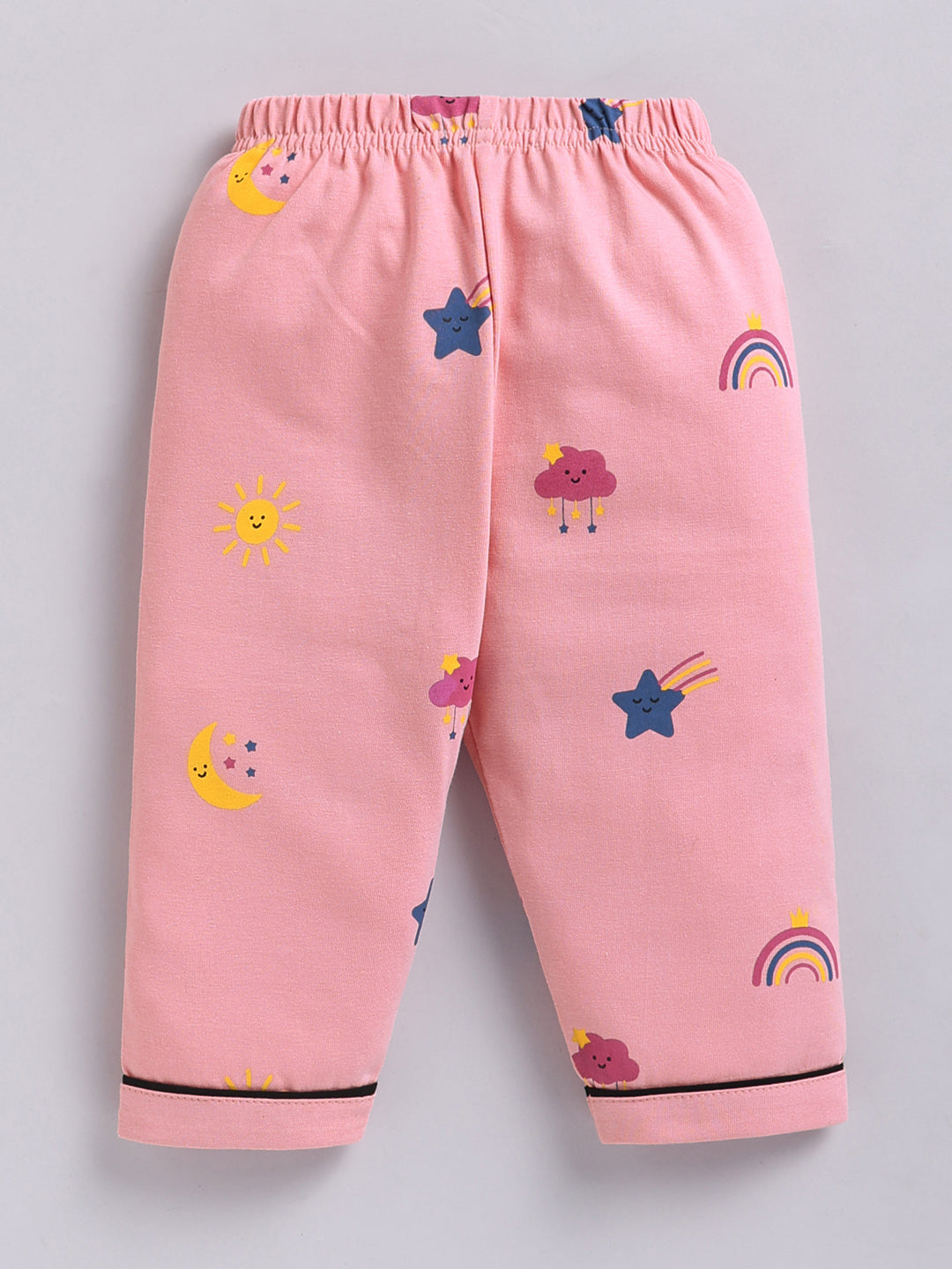 Pink Typography Cotton Full Sleeves Night Suit
