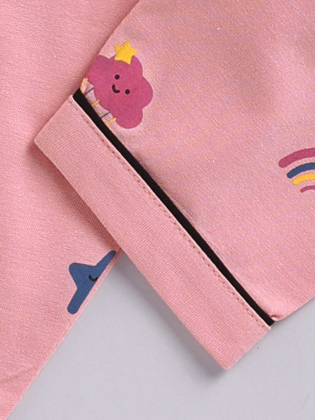 Pink Typography Cotton Full Sleeves Night Suit