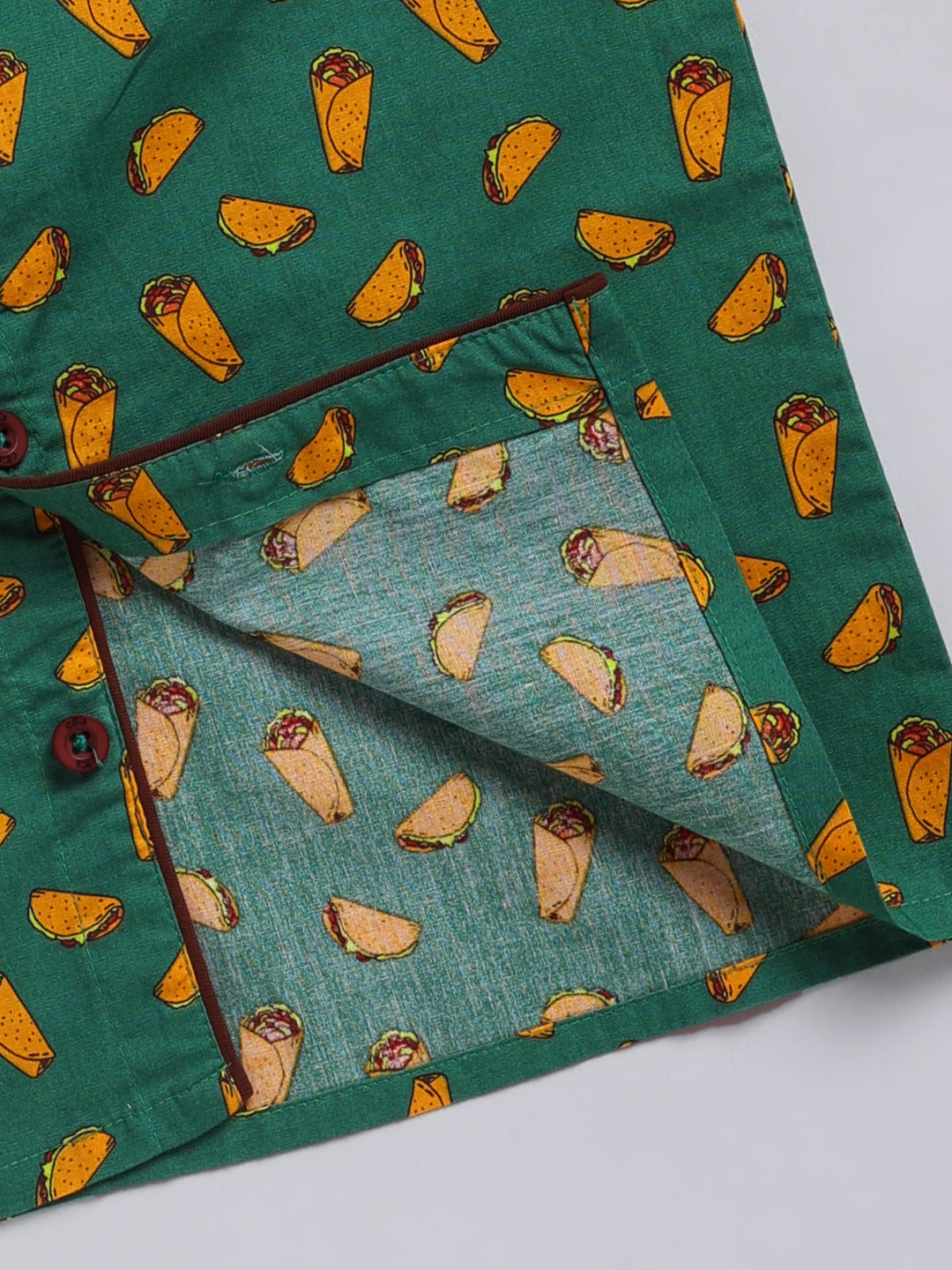 Green Graphic Cotton Full Sleeves Full Night Suit