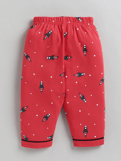 Coral Typography Cotton Full Sleeve Night Suit