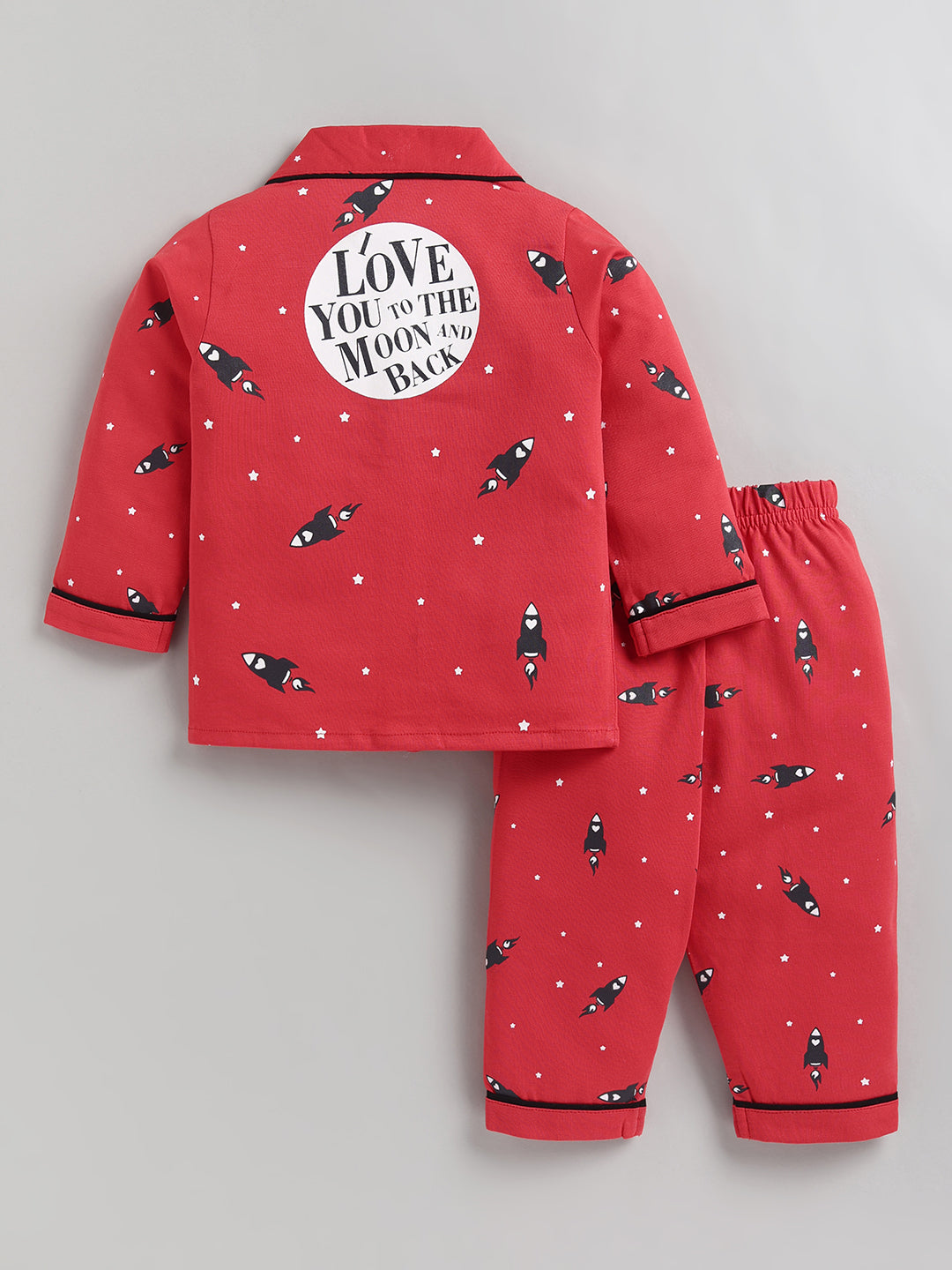 Coral Typography Cotton Full Sleeve Night Suit