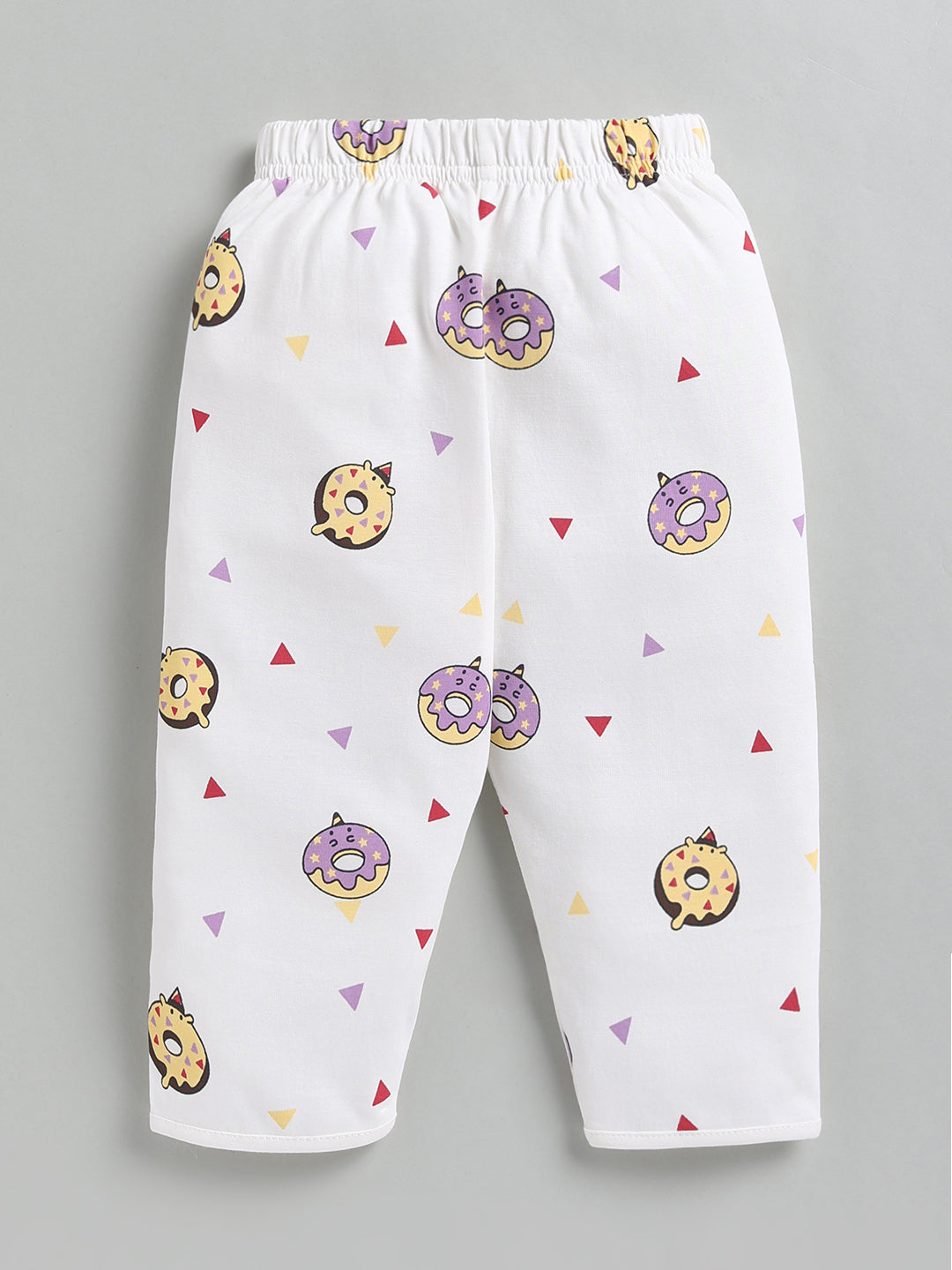 Off White Donut Print Cotton Full Sleeve Night Suit